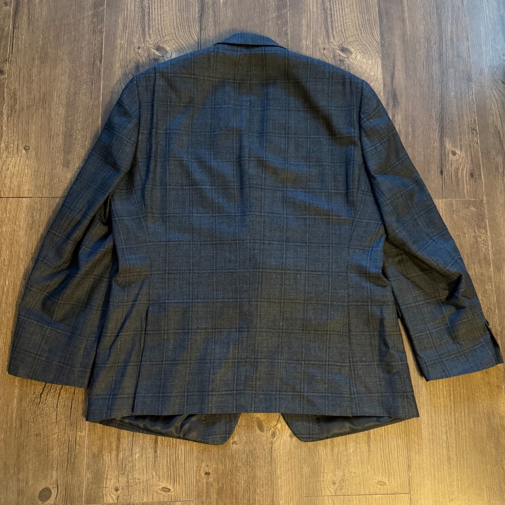 Calvin Klein Blazer Dark Grey Glen Plaid Two Button Sport Coat Preppy Mens 44R - Picture 6 of 13